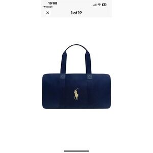NWT Ralph Lauren Polo Fragrances Holiday Duffle Bag Navy Blue Gold Pony Logo